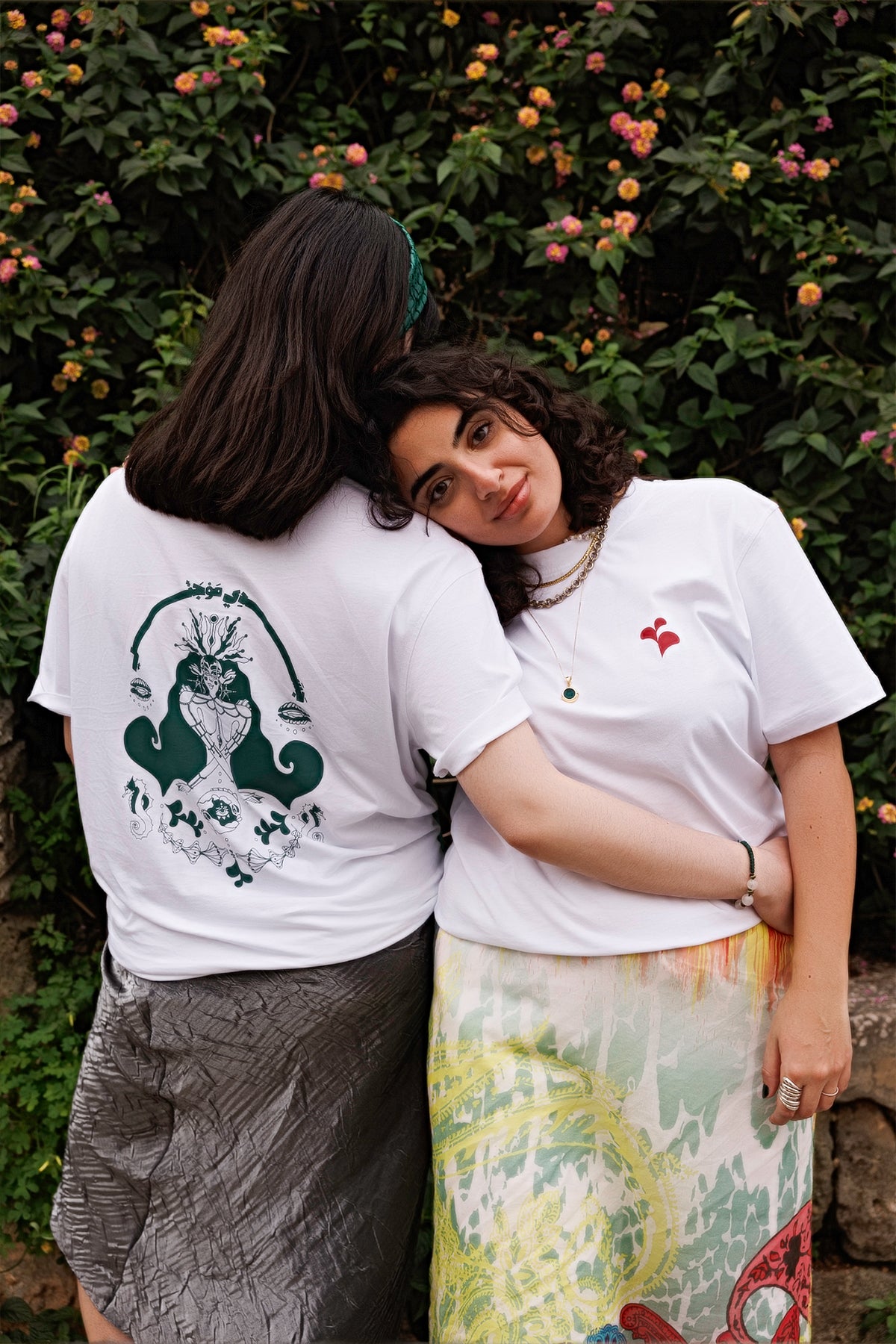 Mauj T-shirt Green Printing - White