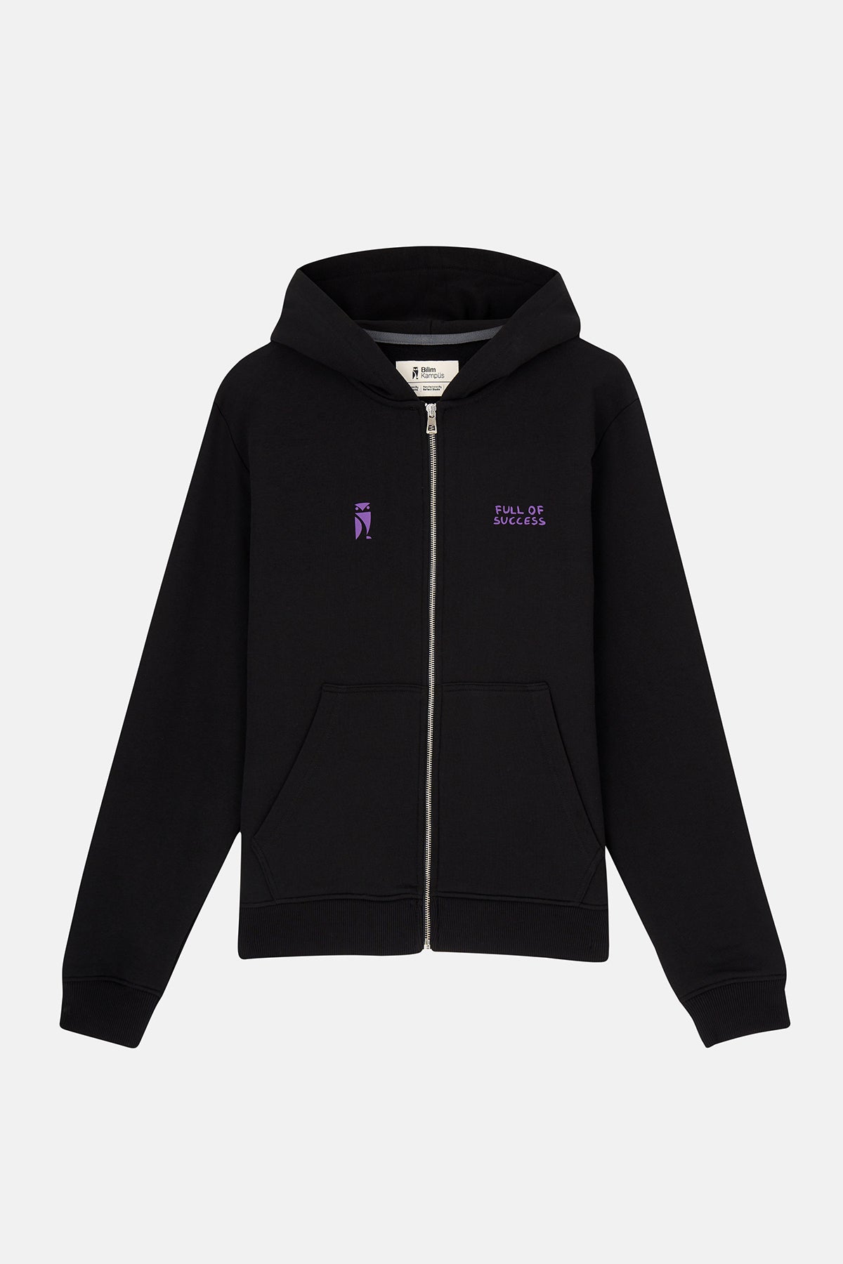 Bilim Koleji Fermuarlı Hoodie - Black