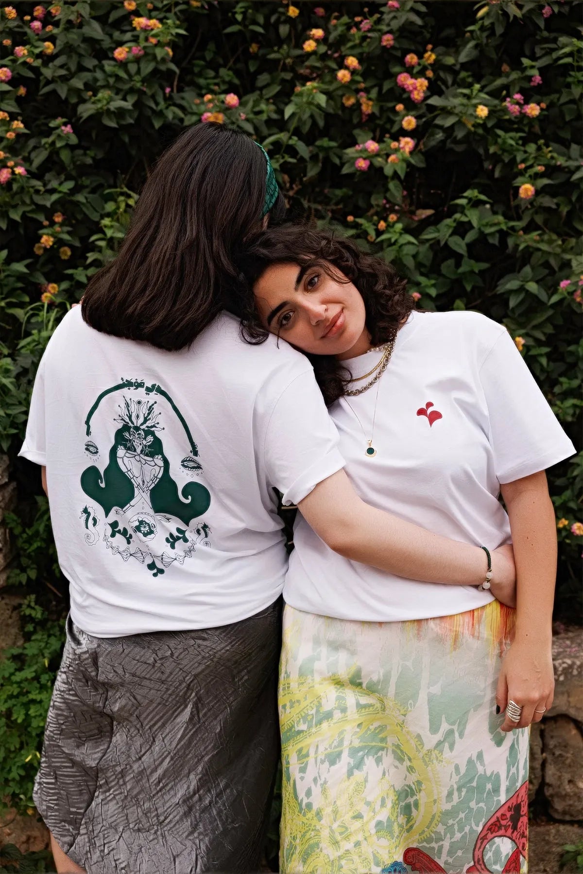 Mauj T-shirt Green Printing - Beyaz