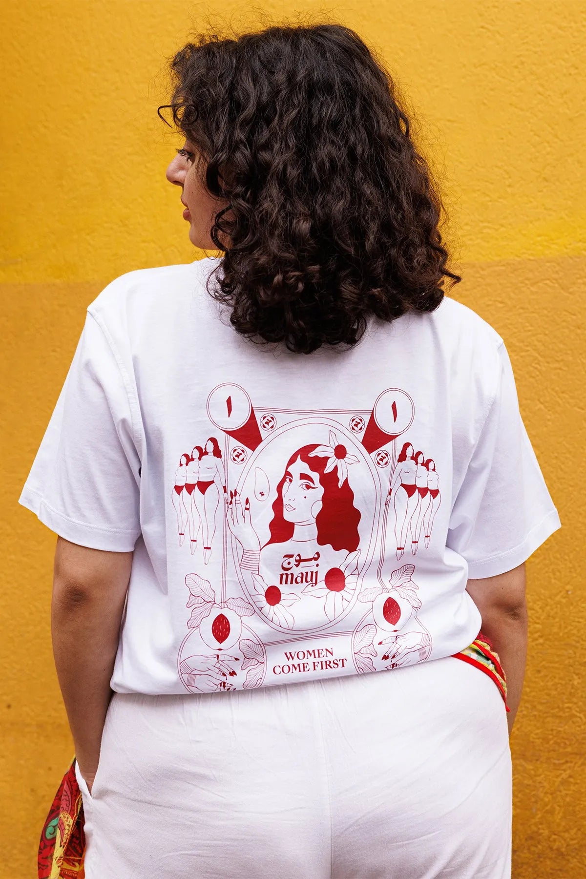 Mauj T-shirt Red Logo - White